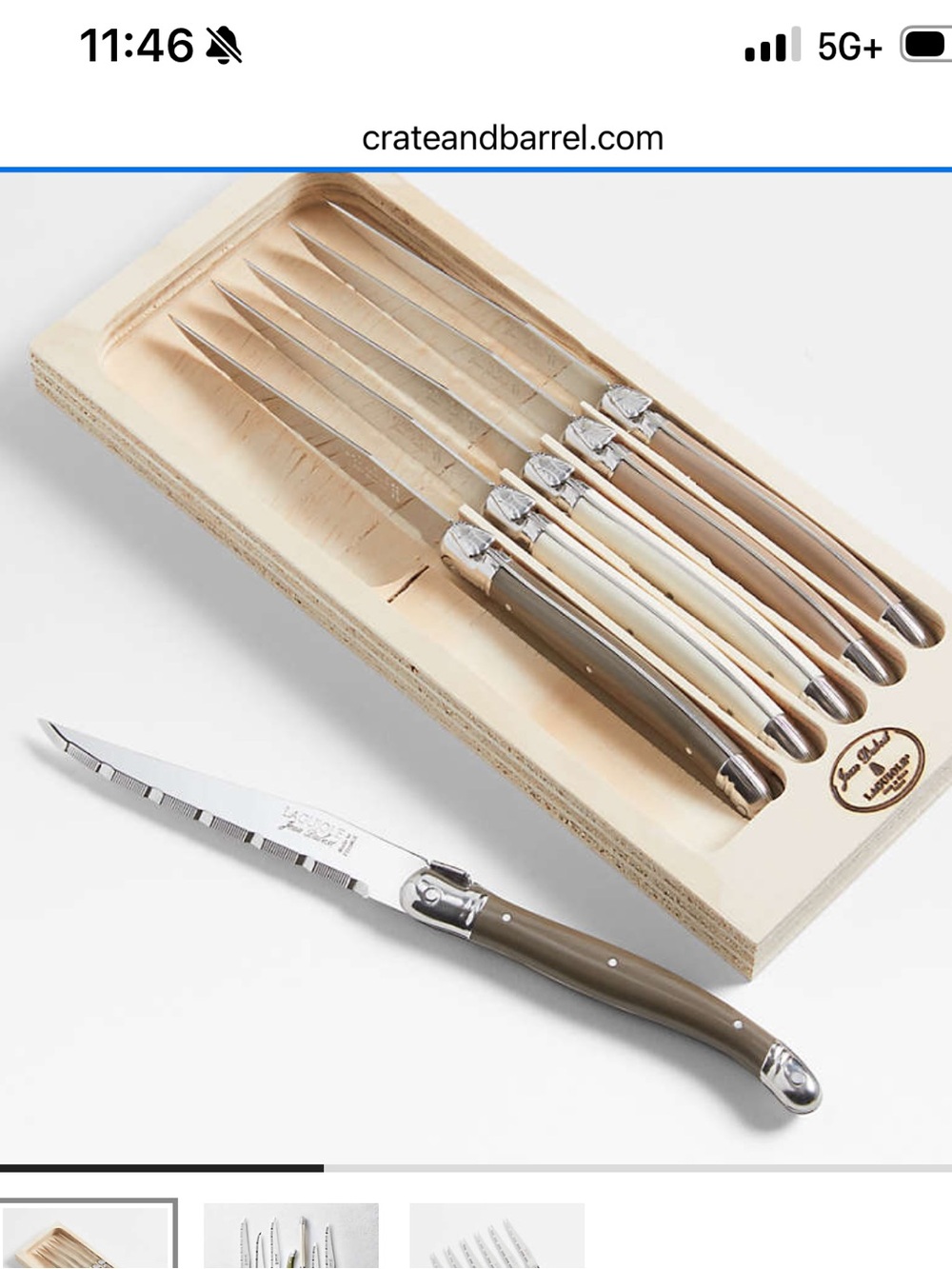 Jean dubost Laguiole steak knives, mixed linen colorway